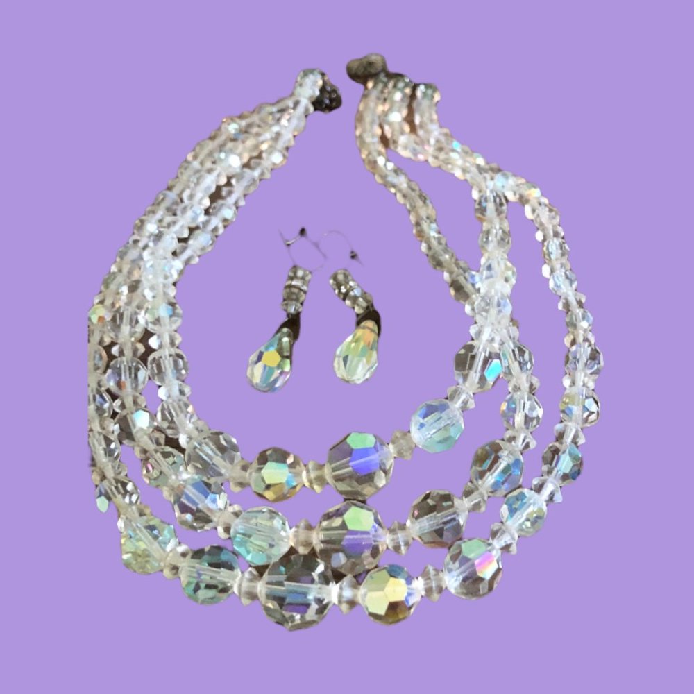 Vintage Braemar crystal necklace w/ matching earrings